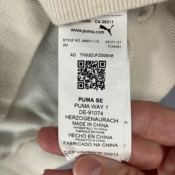 Puma Essentials Hoodie Women's Large Cream Beige Pullover Sweatshirt Logo - Picture 13 of 14